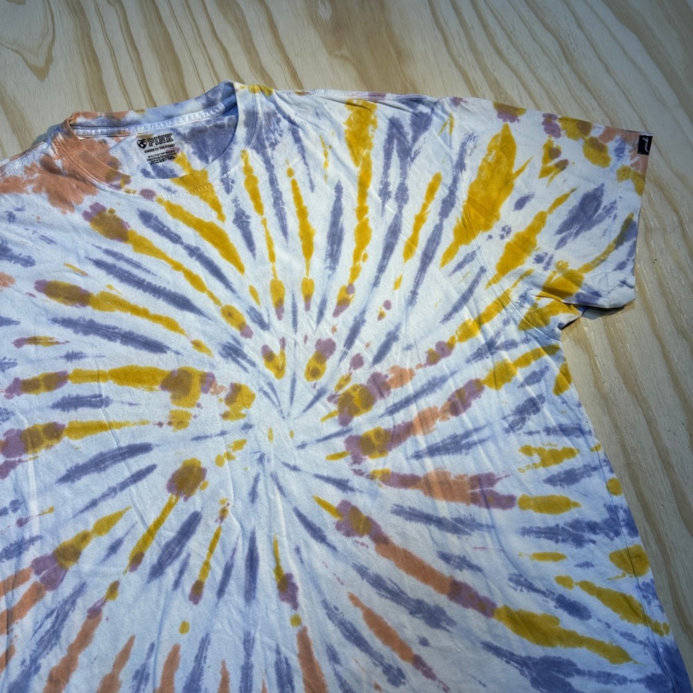Pink Victoria's Secret Tie Dye Oversized T-Shirt One Size O/S Multicolor Spiral